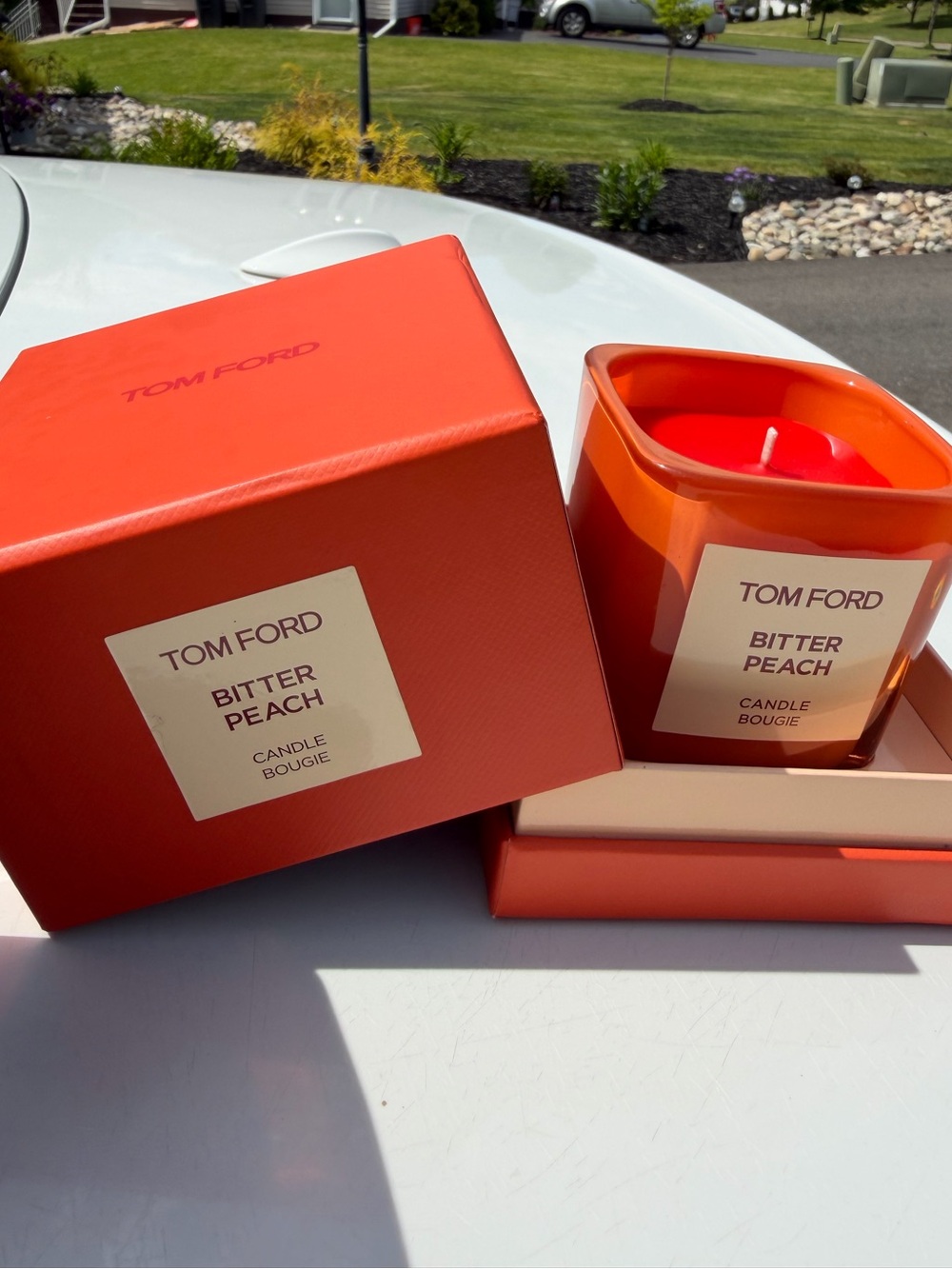 Tom Ford Bitter Peach Candle in Bright Orange Vessel NEW in box 2.25"